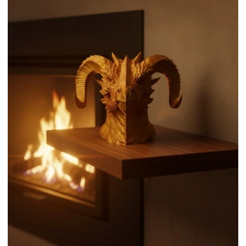 Asil Tasarım Gold–Red Ejderha Heykeli Hediyelik Fantastik Dekor