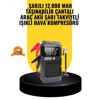 Işıklı Hava Kompresörlü Taşınabilir Akü Takviye Ünitesi