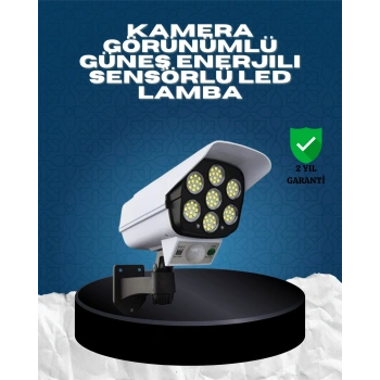 Güneş Enerjili Kamera Görünümlü Hareket Sensörlü LED Duvar Lambası Uzaktan Kumandalı