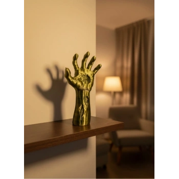 Sanatsal El Formu Heykel Altın Yeşil Tasarım Hediyelik Dekor