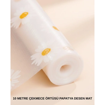 10 Metre Papatya Desenli Yapışmaz Kaydırmaz Çekmece Örtüsü