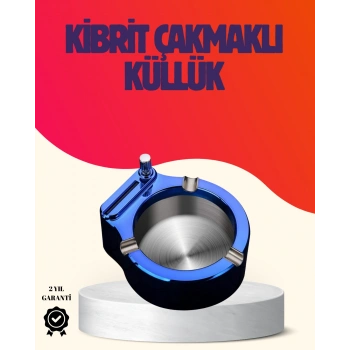 Yuvarlak Metal Küllük Çakmak Entegreli Dayanıklı Yapı