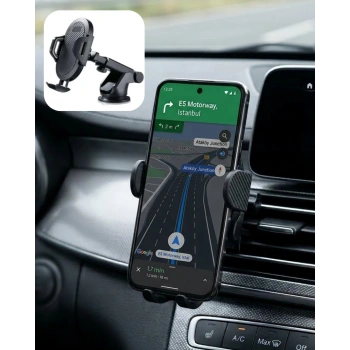 360° Döner Araç Telefon Tutucu Otomatik Kilit Mekanizmalı Stand