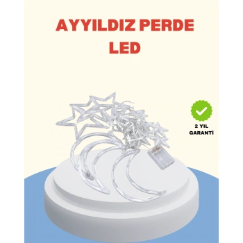 Yıldız Ay Tasarımlı Prizli Perde LED Işık İç Mekan Dekoru