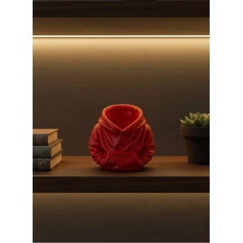 Dekoratif Kırmızı Hoodie Kalemlik 10x10 cm