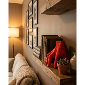 3D Dekoratif Kırmızı El Biblo 17x16 cm Modern Ev Aksesuarı