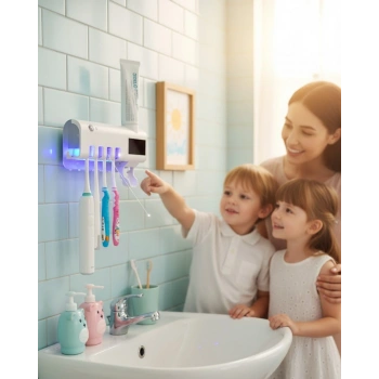 Otomatik Diş Macunu Sıkmalı UV Diş Fırçası Tutucu