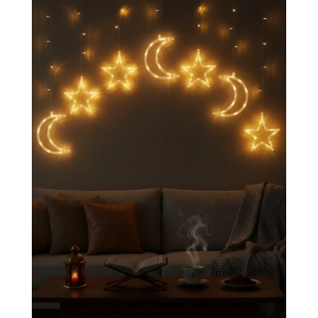 Büyük Ay Yıldız Ramazan Led Işık Dekoratif Işıklı Süs