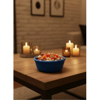 Yuvarlak Çerezlik Lacivert Salon ve Masa Üstü Sunum Kasesi