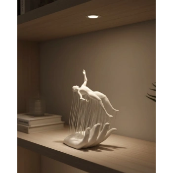 3D El Üzerinde İnsan Figürü Beyaz Minimal Masa Üstü Dekor