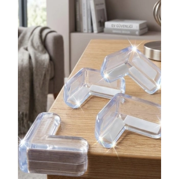 Şeffaf Köşe Koruyucu 4 Lü Set Çocuk Güvenlik Masa Köşe Aparatı