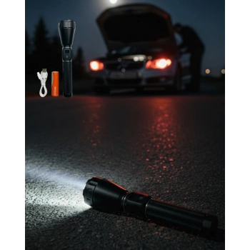 Uzun Ömürlü Bataryalı Şarjlı El Feneri Güçlü LED Aydınlatma