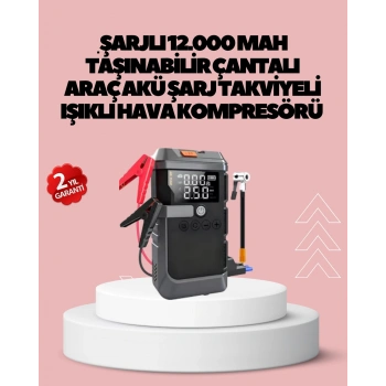 Araç İçin 4 Fonksiyonlu Akü Takviye ve Lastik Şişirme Cihazı