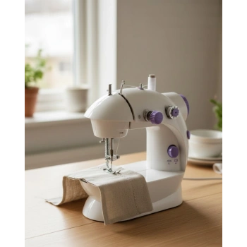 Pedallı Mini Dikiş Makinesi Çift Makara Kilitli Dikiş