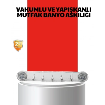 Vakumlu ve Yapışkanlı Mutfak Banyo Askılığı 5 Bölmeli Pratik Düzenleyici