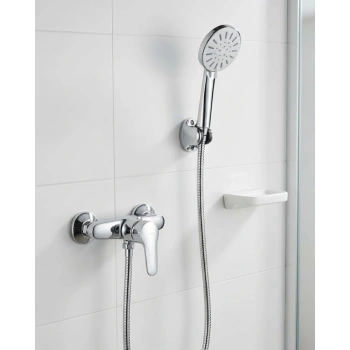 4 Fonksiyonlu Krem El Duşu Seti Spiral Hortum ve Duş Askısı