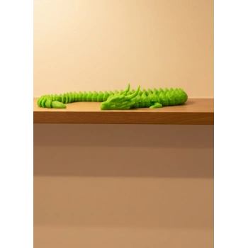 Hareketli Yeşil Ejderha Figür Uzun Gövdeli Koleksiyonluk Tasarım