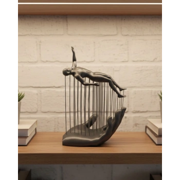 3D El Formlu İnsan Figürü Gri Soyut Tasarım Dekoratif Biblo