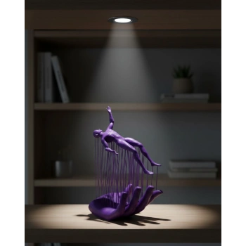 3D El Üzerinde İnsan Figürü Mor Soyut Tasarım Dekor Biblo