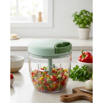 Pratik İpli Mutfak Doğrayıcısı Sebze Soğan Sarımsak Doğrayıcı