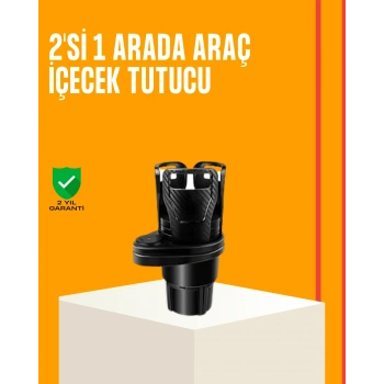Oto Bardak Tutucu 360° Döner Çift Bölmeli Karbon Fiber Tasarım