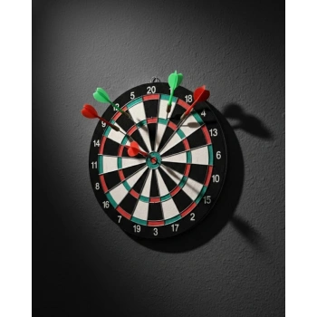 17 İnç Dart Tahtası Sağlam Ahşap Gövde ve Metal İğneli Dart Okları