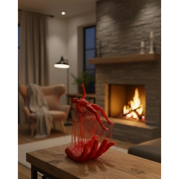 3D El İnsan Figürü Kırmızı Minimal Modern Ev ve Ofis Dekoru 12x18 cm
