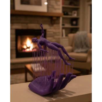 3D El İnsan Figürü Mor Modern Masa Üstü Ev ve Ofis Dekoru