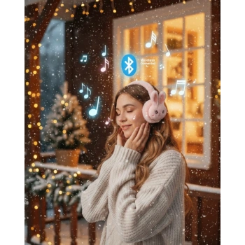 Şarjlı Kablosuz Tavşan Tasarımlı Bluetooth Kulaklık TF Kart Girişli