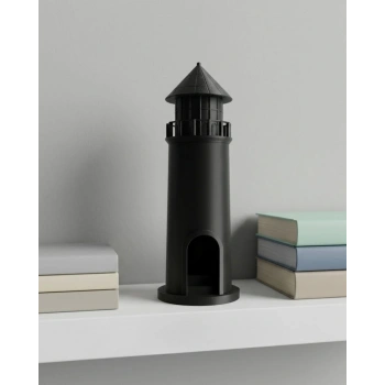 3D Deniz Feneri Mumluk Siyah Dekoratif Masa Üstü Aksesuar