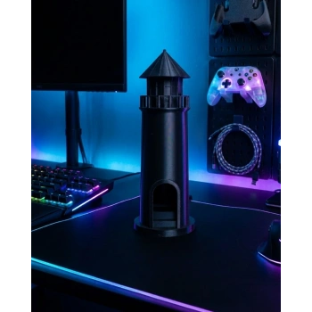 Deniz Temalı 3D Siyah Deniz Feneri Dekoratif Hediyelik Obje