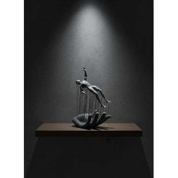 Gri El İnsan Figürü Minimal ve Anlamlı Dekoratif Biblo Modern Ev Dekorasyonu