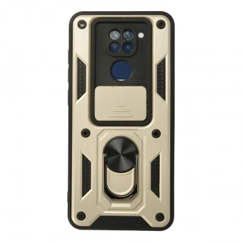 Xiaomi Redmi Note 9 Kılıf Pars Lens Yüzüklü Silikon - Gold