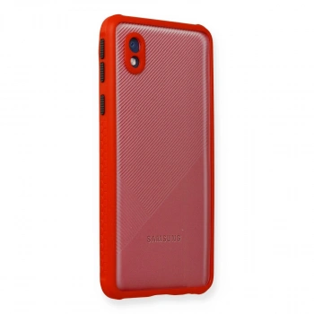 Samsung Galaxy A01 Core Kılıf Miami Şeffaf Silikon - Kırmızı