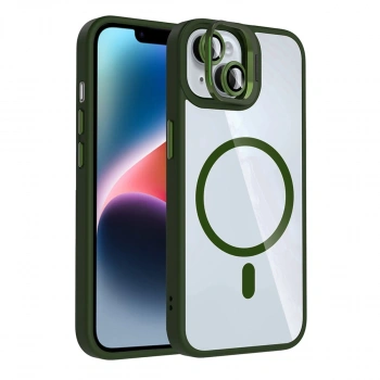 Joko Apple İphone 15 Plus Remim Lensli Magsafe Standlı Kapak - Koyu Yeşil