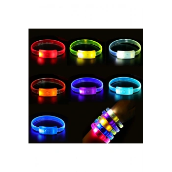 Festival &amp; Parti LED Bileklik Baskı Yapılabilir 3 Farklı Mod Işıklı 1 Adet (5324)