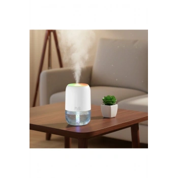 H2O Model Şeffaf Hazneli Hava Nemlendirici-Ultrasonik Soğuk Buhar Makinesi, LED Işıklı Masaüstü Oda