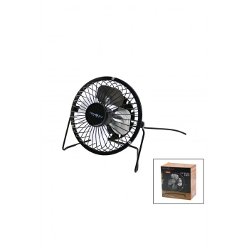 USB - MİNİ FAN METAL KASA - AYAK=360 DERECE MASA ÜSTÜ VANTİLATÖR 4-METAL PERVANE 13.5X11X15CM5V-2.5W