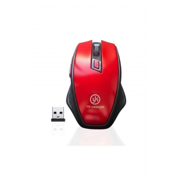 Kırmızı Renkli Baş Parmak Destekli Ergonomik Sessiz Kablosuz Mouse – USB Alıcılı, Ofis ve Oyun İçin