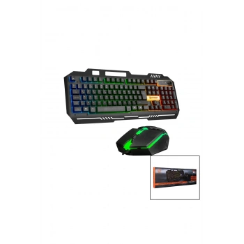 EVEREST HKM-X86 QUİN GÖKKUŞAĞI IŞIKLI USB KABLOLU KLAVYE - MOUSE SET 150CM KABLO (5324)