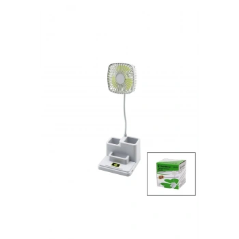 KALEMLİKLİ MASAÜSTÜ VANTİLATÖR USB ŞARJLI FAN:8.9CM- AKROBAT AYAK=23CM+KALEMLİK:36.5CM TELEFONLUK GS