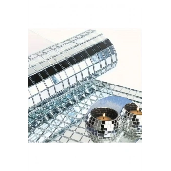 Kare Silver Cam Mozaik Fayans Çıkartmaları El İşi Kare Cam Fayans Kendinden Yapışkanlı Aynalı Dekor