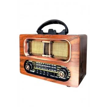 Büyük Boy Retro, Nostaljik, Ahşap Tasarım Bluetooth Hoparlörlü, Şarjlı, Taşınabilir FM/AM Destekli R