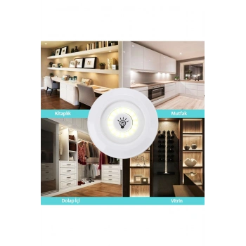 3'lü Uzaktan Kumandalı Pilli Yapışkanlı Kablosuz Led Spot Lambalar (5324)