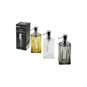 UZUN KARE TABAN - YVRLK AĞIZ - 4+4=8GEN GÖVDE ŞEFFAF - RENKLİ AKRİLİK - MİKA KRİSTAL SIVI SABUNLUK 2