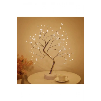 Masaüstü Peri Ağaç LED Lamba – Gün Işığı Rengi, 3 Kademeli Işık Ayarlı, Şarjlı Dekoratif Ortam Aydın