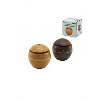 YUVARLAK AHŞAP GÖRÜNÜMLÜ USB ŞARJLI - IŞIKLI HAVA NEMLENDİRİCİ - BUHAR MAKİNE - KOKU GİDERİCİ HERHAN