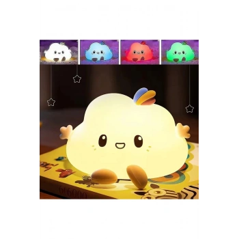 5 Farklı Renk Modlu Bulut Figürlü Pofuduk LED Gece Lambası–Yumuşak Dokulu Çocuk Odası ve Dekoratif Ş