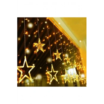 Kumandalı Yıldız Figürlü 12 Sarkıtlı 120 LED Uzaktan Kumandalı Dekor Işık – Masaüstü ve Ortam Aydınl