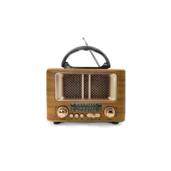 Küçük Mini Boy Retro Ahşap Tasarım Bluetooth Hoparlörlü Radyo – FM/AM Destekli, Şarjlı ve Taşınabili